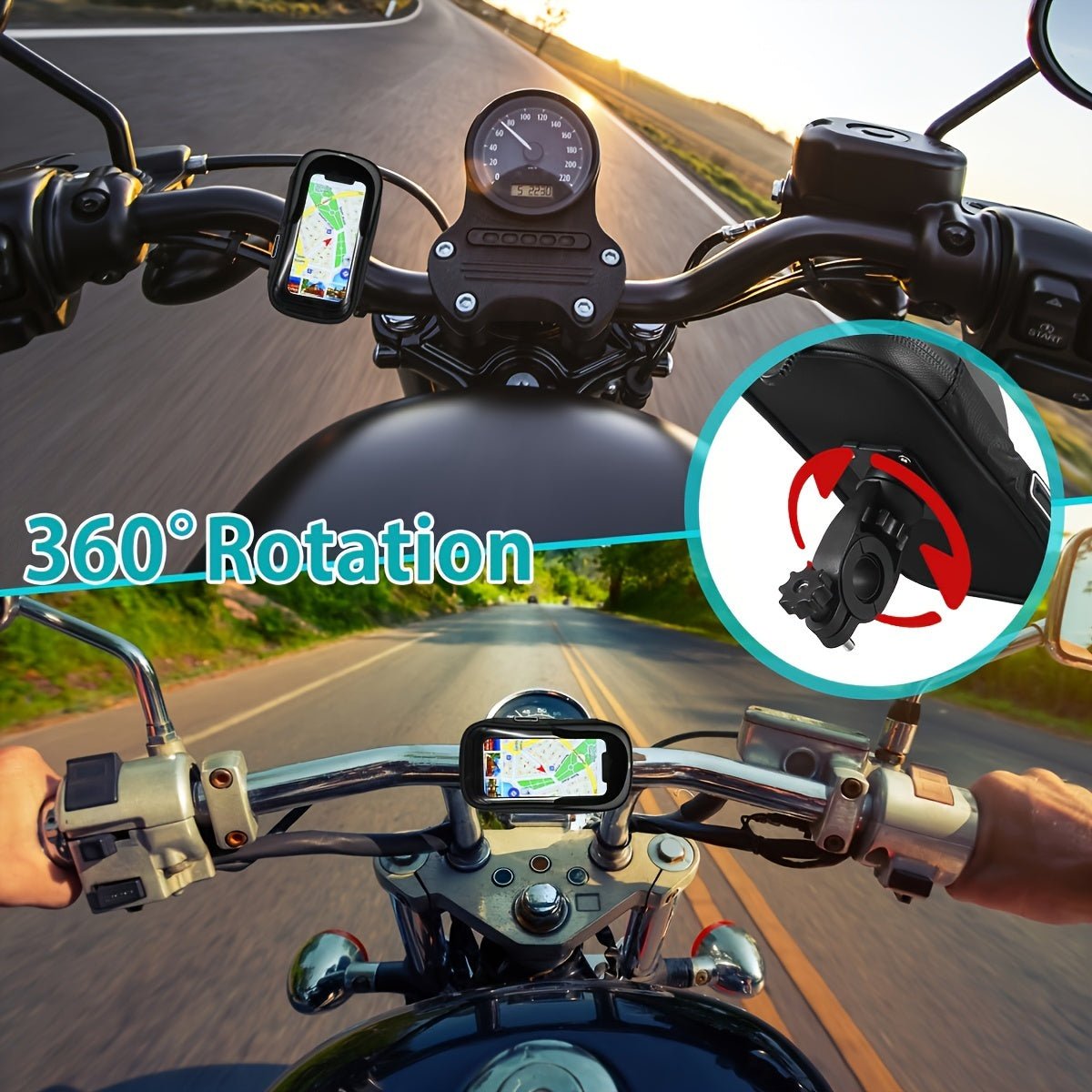 Waterproof Bike & Motorcycle Phone Holder — 360 Rotation