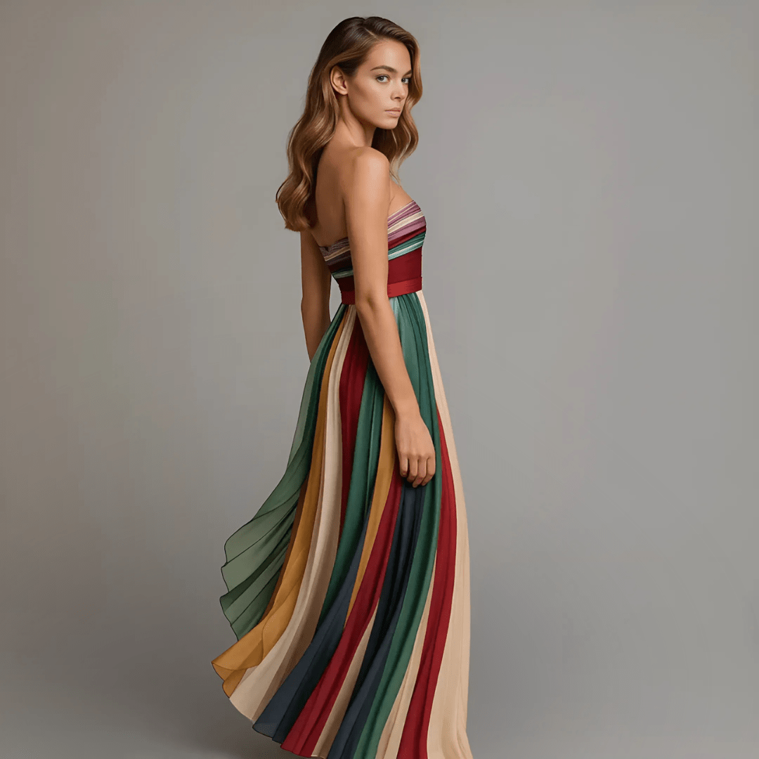 Strapless Pleated Maxi Dress for Special Occasions
