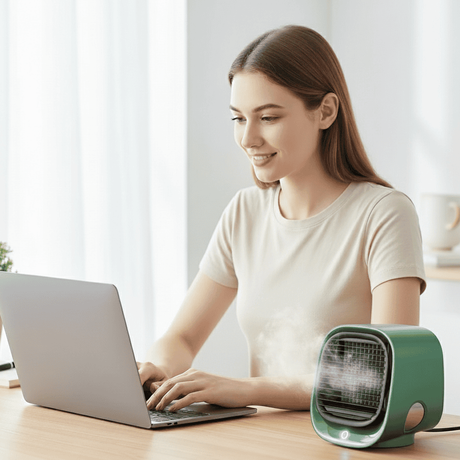 2-in-1 Air Cooler & Humidifier — Quiet 15W Portable Unit
