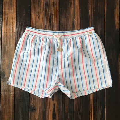Quick-Dry Men's Swim Shorts — Striped Summer Trunks