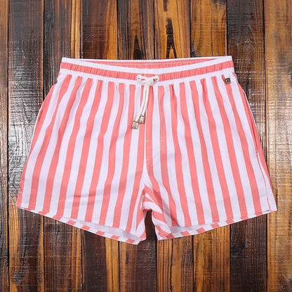 Quick-Dry Men's Swim Shorts — Striped Summer Trunks