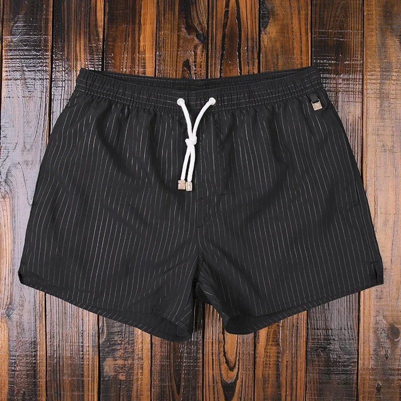 Quick-Dry Men's Swim Shorts — Striped Summer Trunks