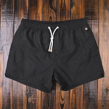 Quick-Dry Men's Swim Shorts — Striped Summer Trunks