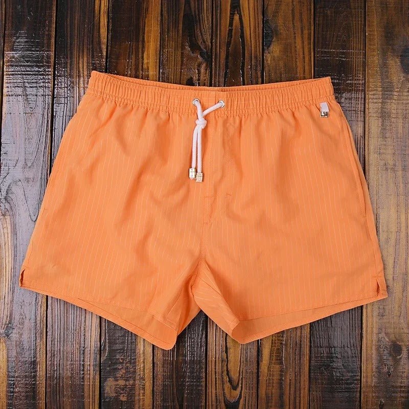 Quick-Dry Men's Swim Shorts — Striped Summer Trunks