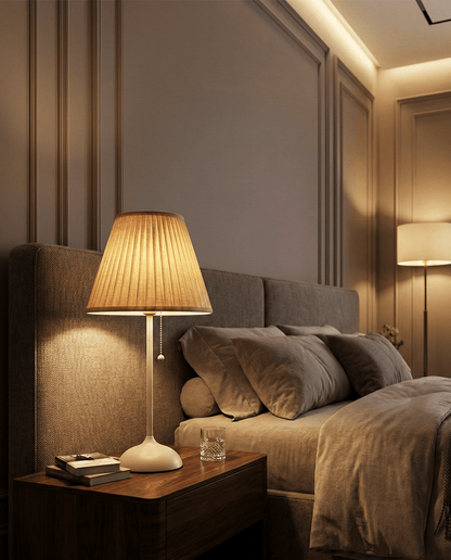Pleated Shade Table Lamp — Natural Tone