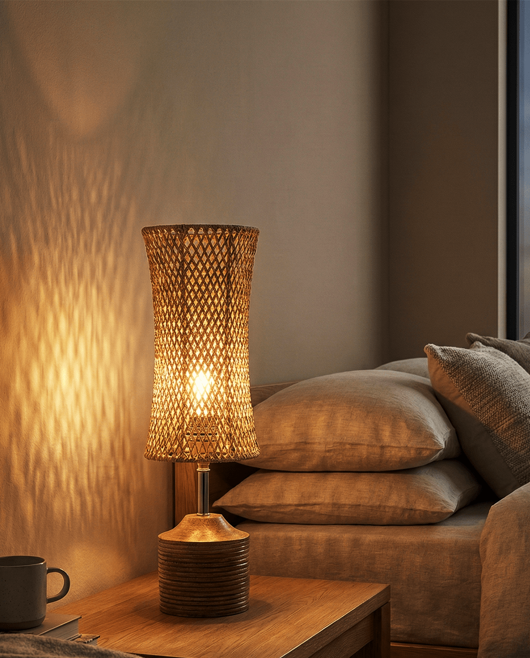 Paolo Table Lamp — Natural Woven Fiber Shade