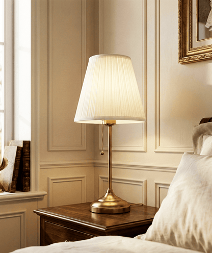 Brushed Brass Table Lamp — Pleated Shade