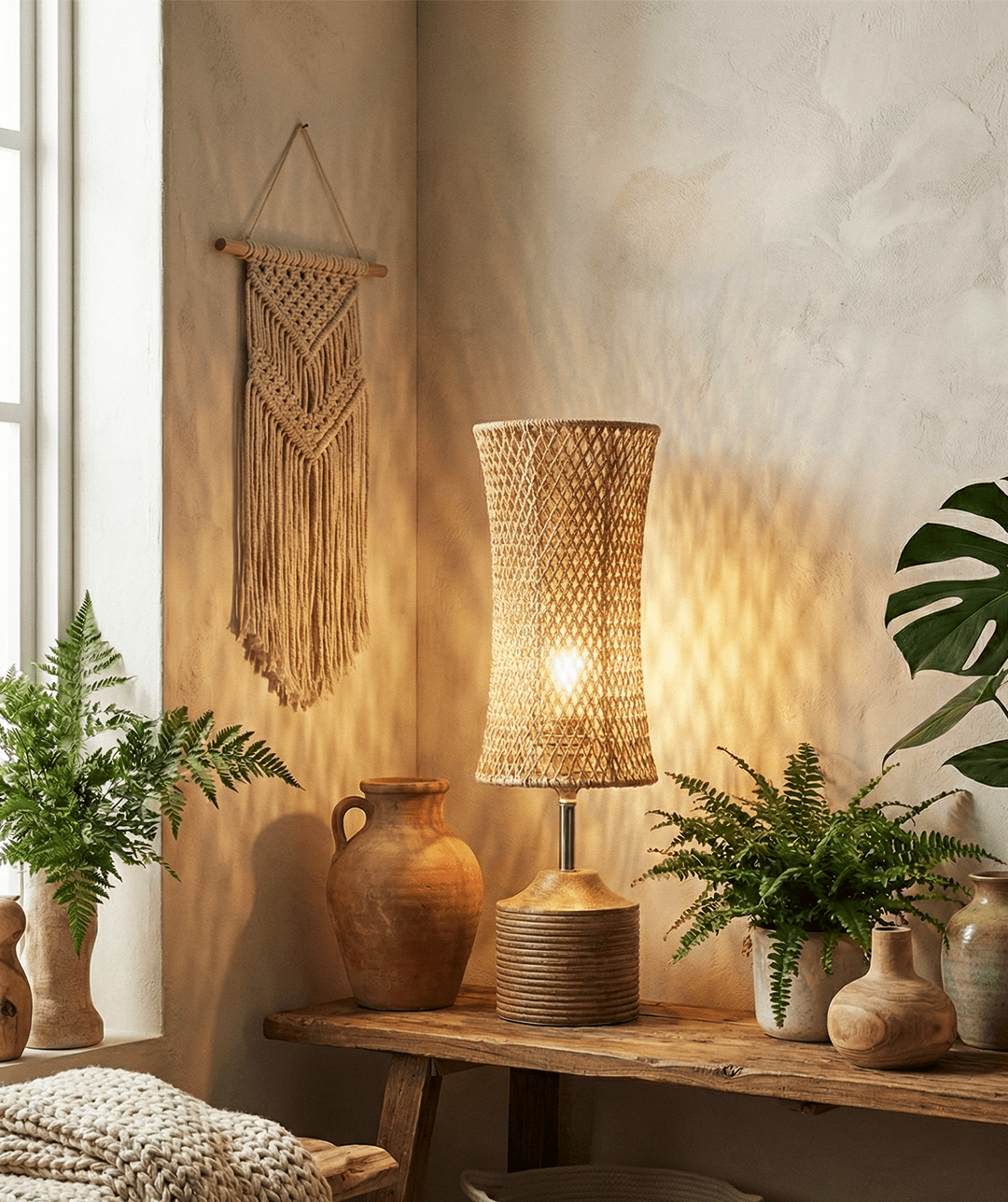 Paolo Table Lamp — Natural Woven Fiber Shade