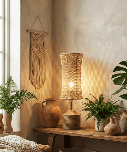 Paolo Table Lamp — Natural Woven Fiber Shade