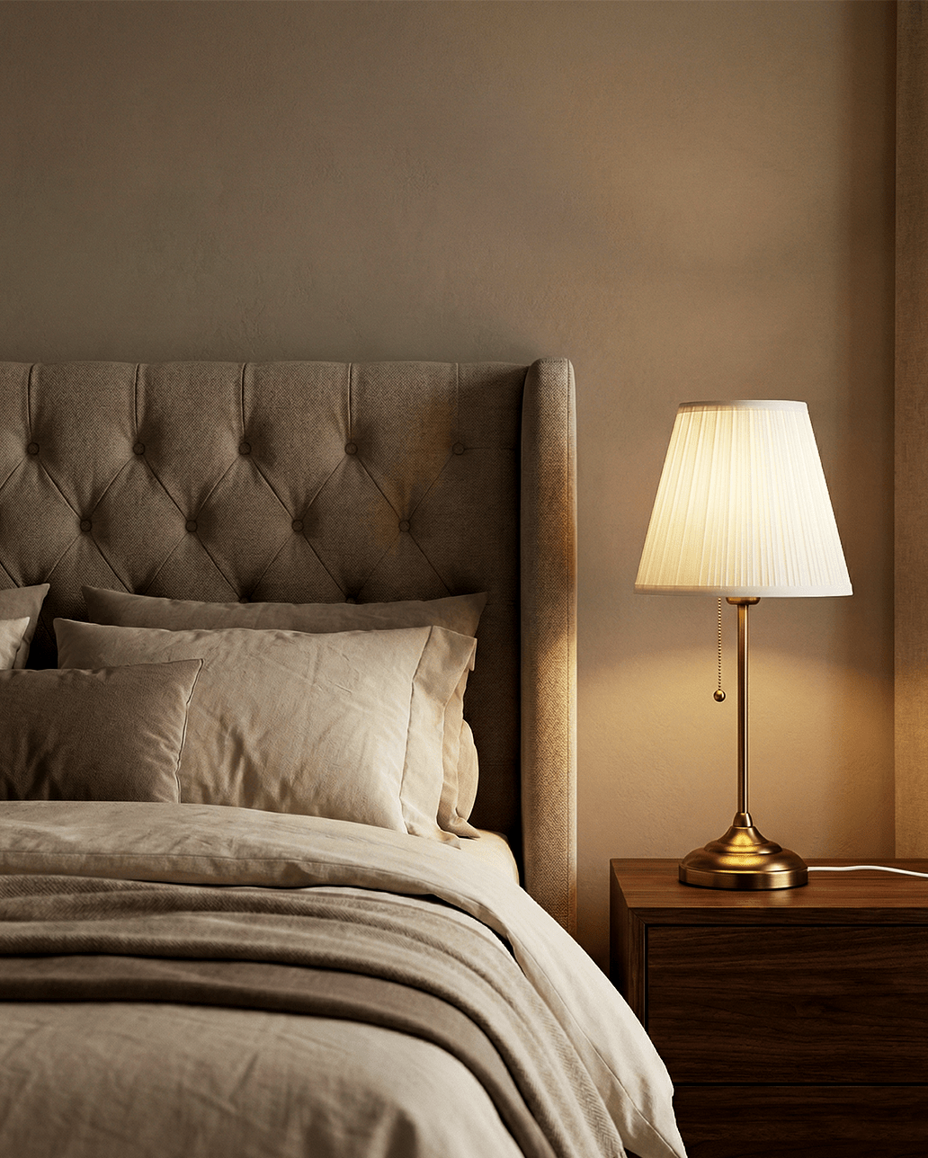 Brushed Brass Table Lamp — Pleated Shade