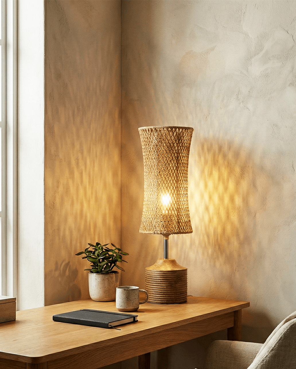 Paolo Table Lamp — Natural Woven Fiber Shade