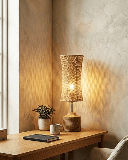 Paolo Table Lamp — Natural Woven Fiber Shade