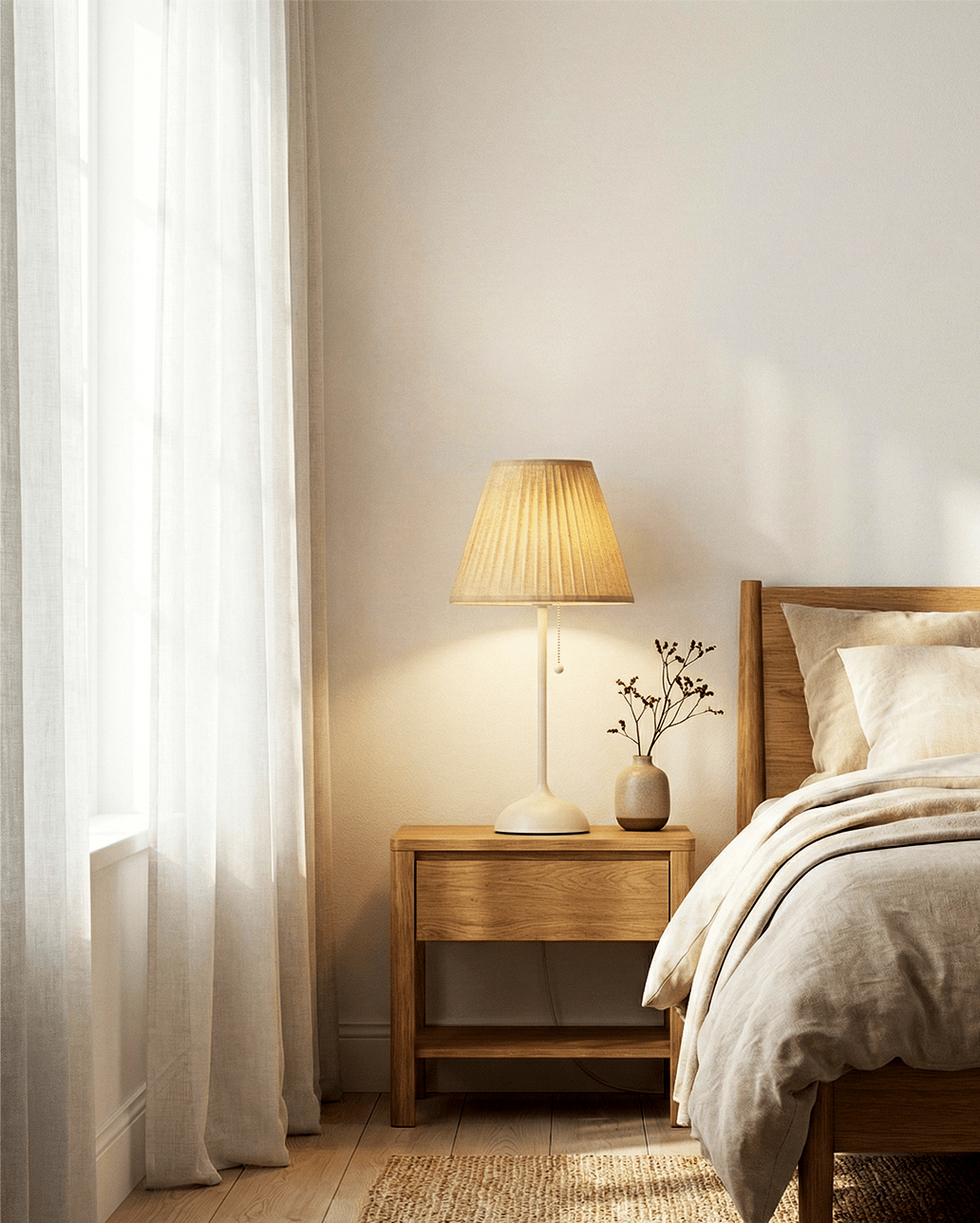 Pleated Shade Table Lamp — Natural Tone