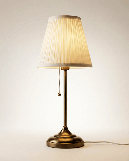 Brushed Brass Table Lamp — Pleated Shade