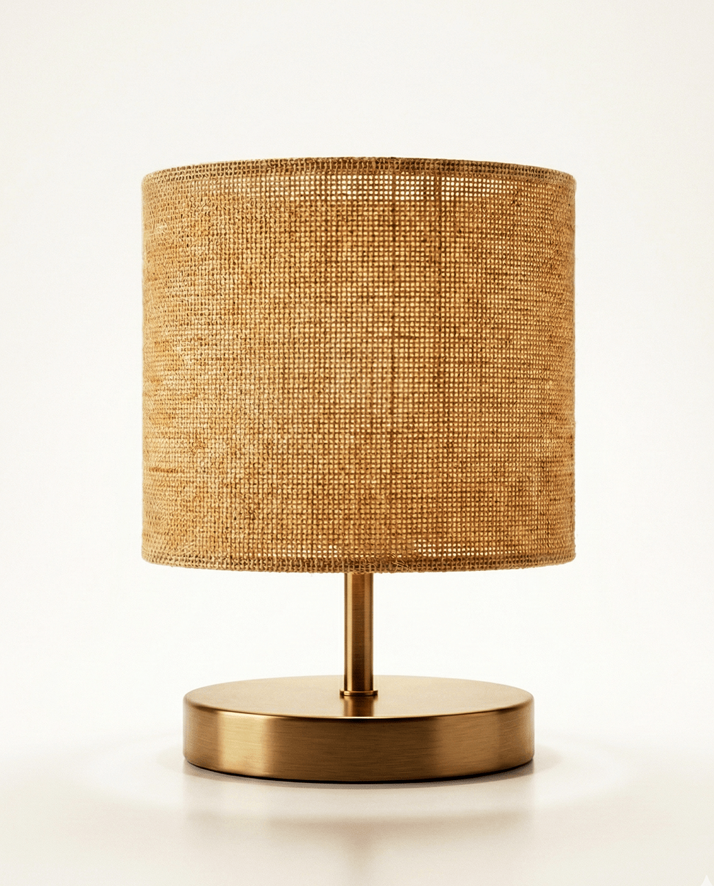 Brass Table Lamp — Natural Fabric Shade