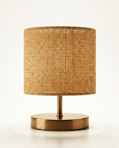 Brass Table Lamp — Natural Fabric Shade