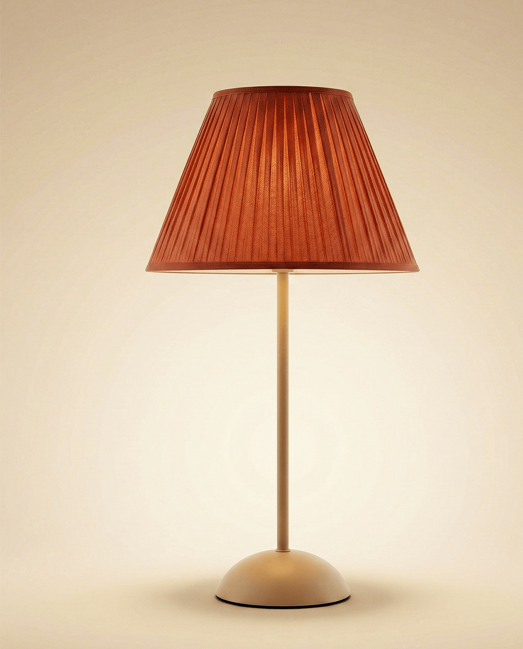 Terracotta Pleated Shade Table Lamp — Warm Glow