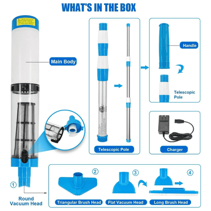 Cordless 3-in-1 Pool Vacuum — Rechargeable Cleaner