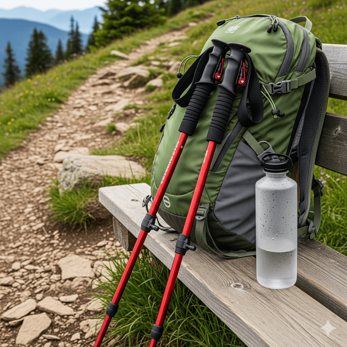 Foldable Adjustable Trekking Poles, Anti-Slip