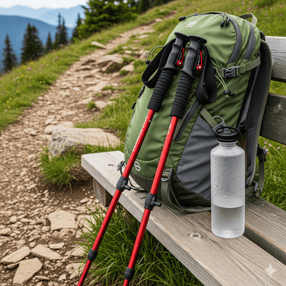 Foldable Adjustable Trekking Poles, Anti-Slip