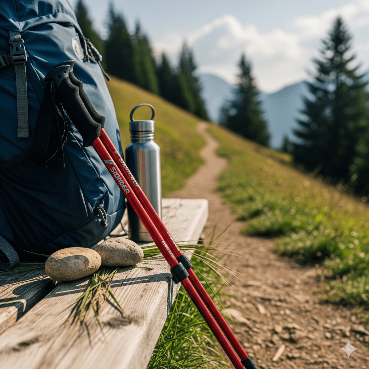 Foldable Adjustable Trekking Poles, Anti-Slip