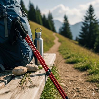 Foldable Adjustable Trekking Poles, Anti-Slip