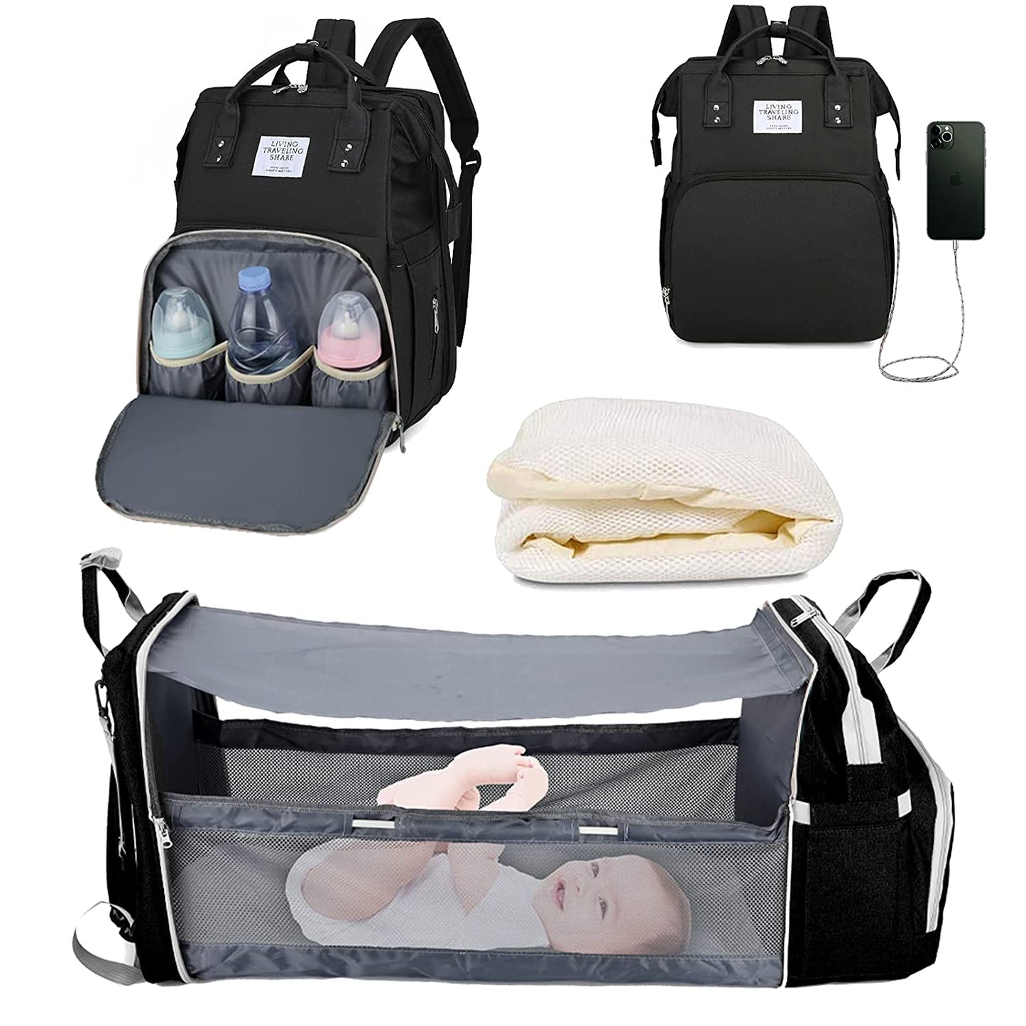 2-in-1 Diaper Bag With Foldable Changing Pad