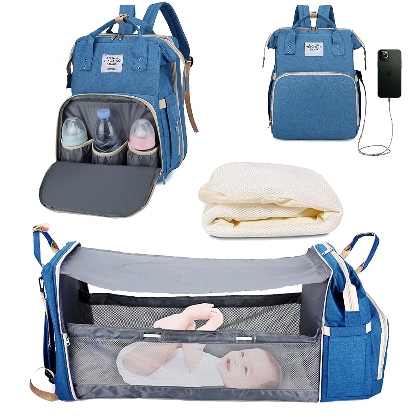 2-in-1 Diaper Bag With Foldable Changing Pad