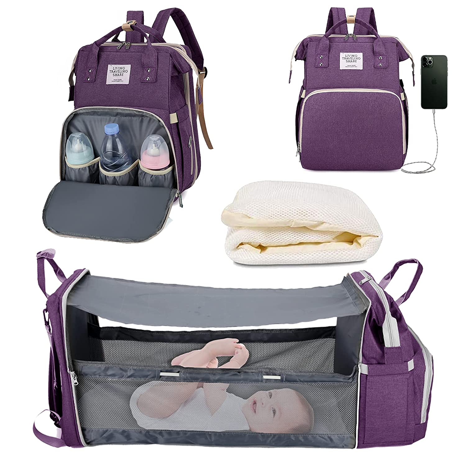 2-in-1 Diaper Bag With Foldable Changing Pad