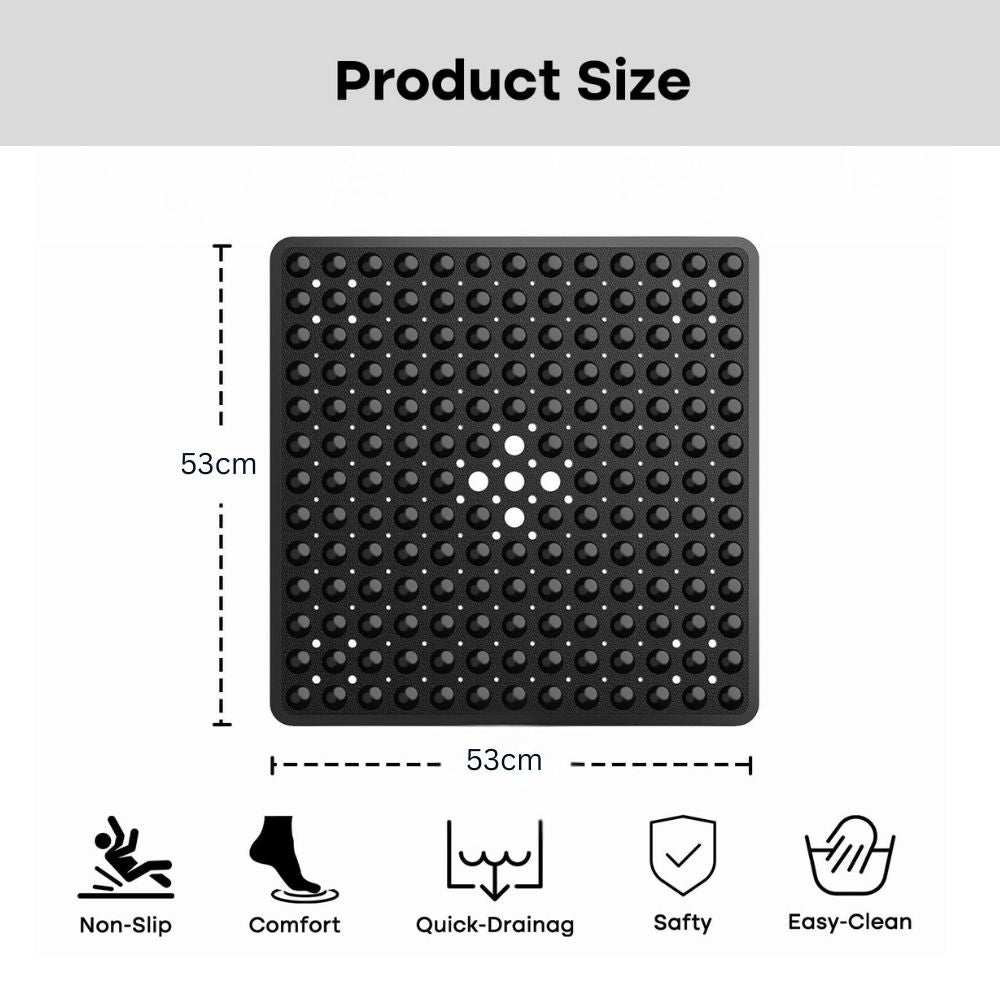 Non-Slip Shower Mat — Suction Grip with Drainage Holes
