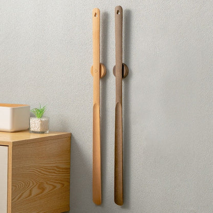 Long Solid Wood Shoehorn With Magnetic Holder