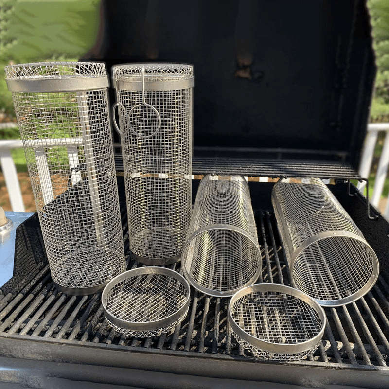 Rotating Grill Basket — Stainless Steel Even Cooking
