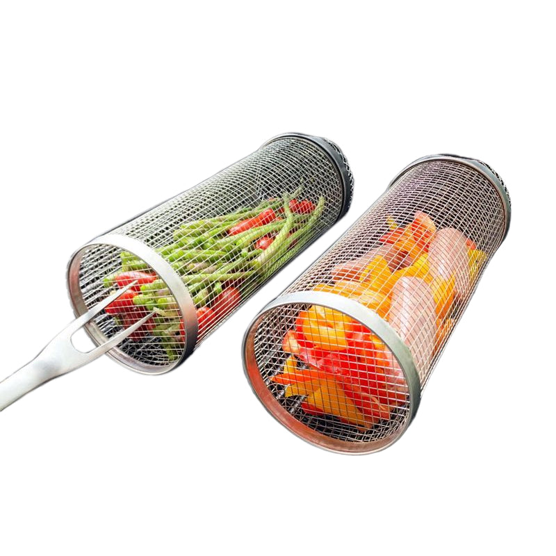 Rotating Grill Basket — Stainless Steel Even Cooking