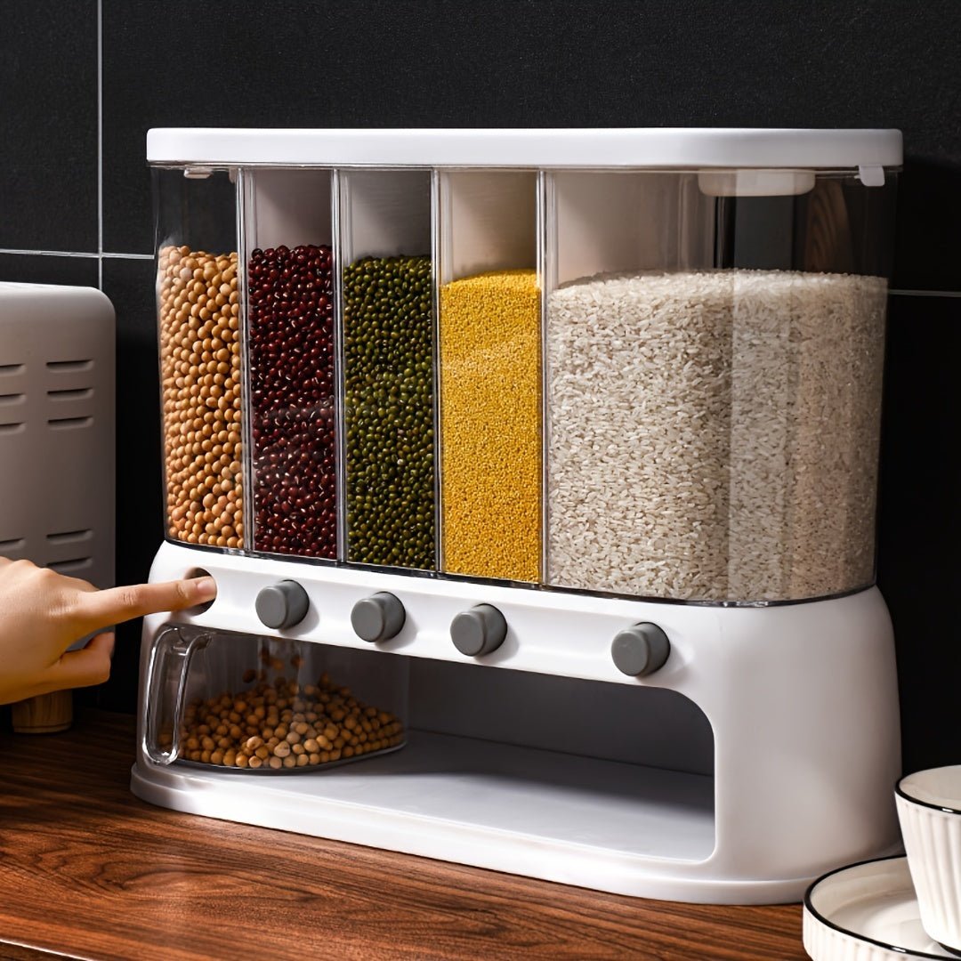 5-Compartment Cereal Dispenser with Airtight Lid