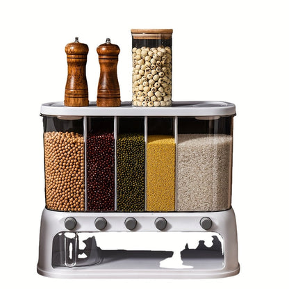 5-Compartment Cereal Dispenser with Airtight Lid