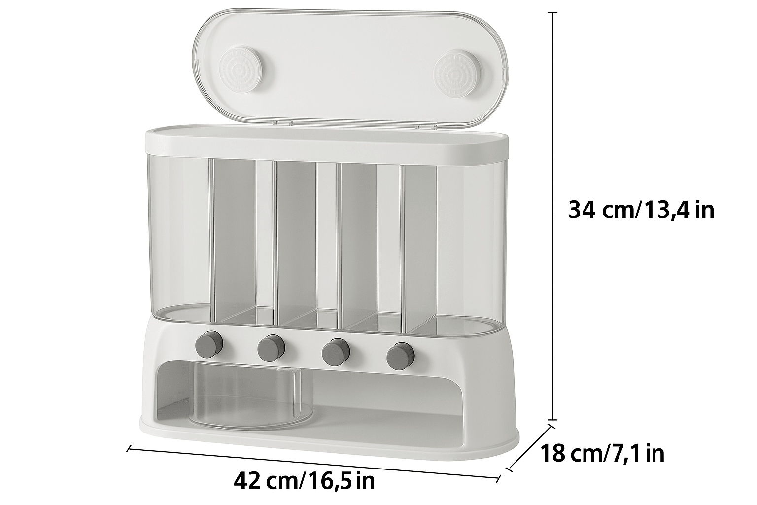 5-Compartment Cereal Dispenser with Airtight Lid
