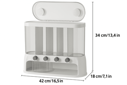 5-Compartment Cereal Dispenser with Airtight Lid