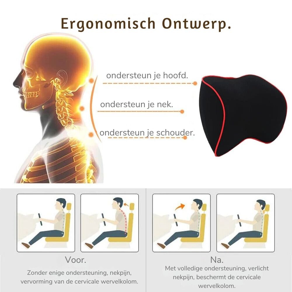 Memory Foam Car Neck Pillows — Ergonomic Set of 2