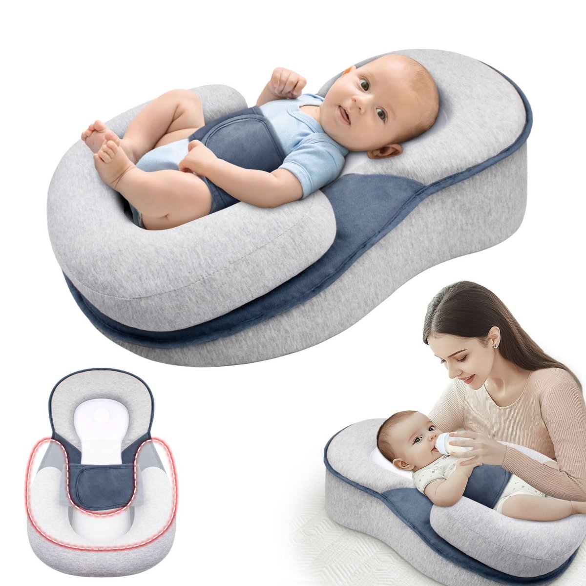 Ergonomic Baby Pillow — Safe Back-Sleep Head Support