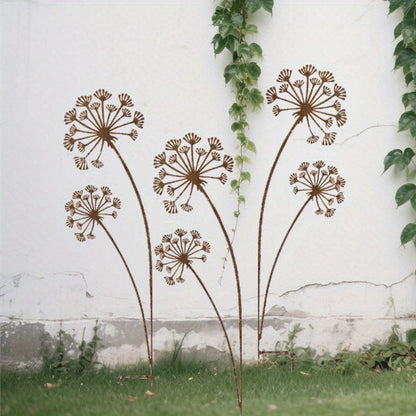 Metal Dandelion Garden Decor — Rustic Outdoor Set