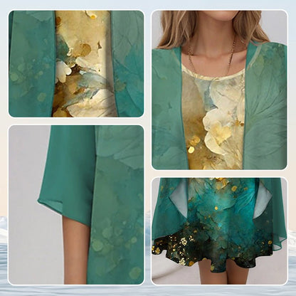 Two-Piece Summer Set — Blouse and Flowy Dress