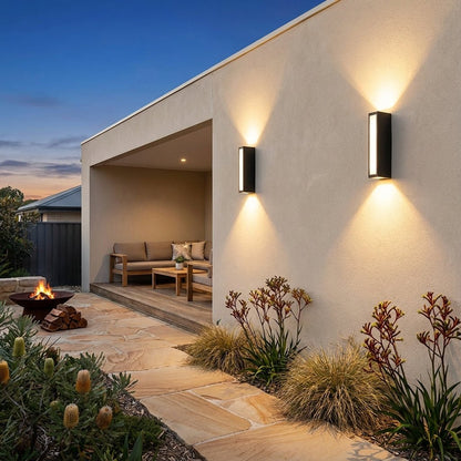 Modern Outdoor LED Wall Light in Black Aluminum