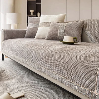 Non-Slip Linen Sofa Cover — Elegant Furniture Protection