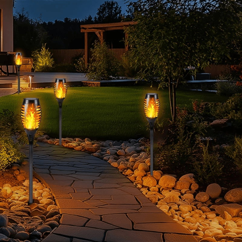 Solar Garden Flame Lights With Flickering Glow
