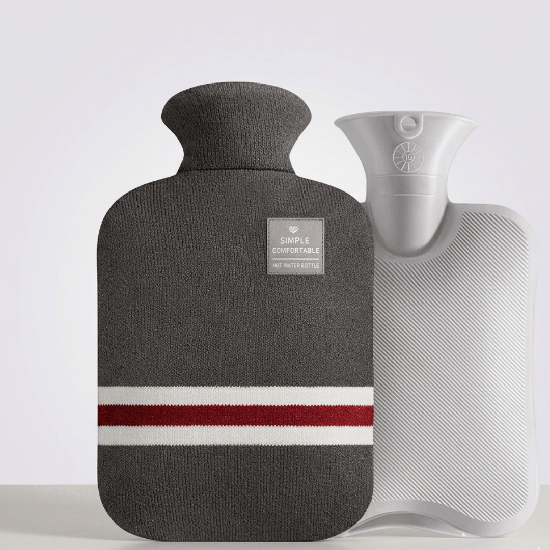 XL 2L Hot Water Bottle with Knit Cover — 8h Lasting Heat