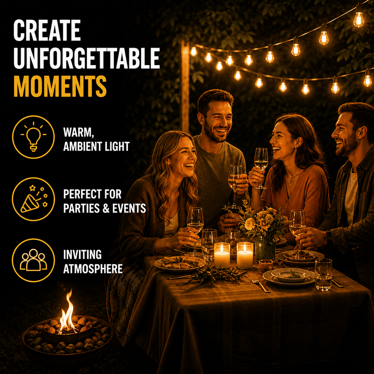 Solar Vintage String Lights 10m 40 LED — Outdoor IP65