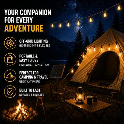Solar Vintage String Lights 10m 40 LED — Outdoor IP65