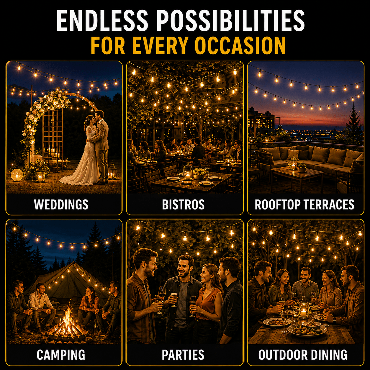 Solar Vintage String Lights 10m 40 LED — Outdoor IP65