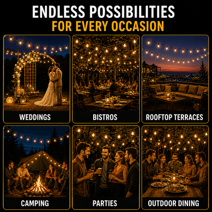 Solar Vintage String Lights 10m 40 LED — Outdoor IP65