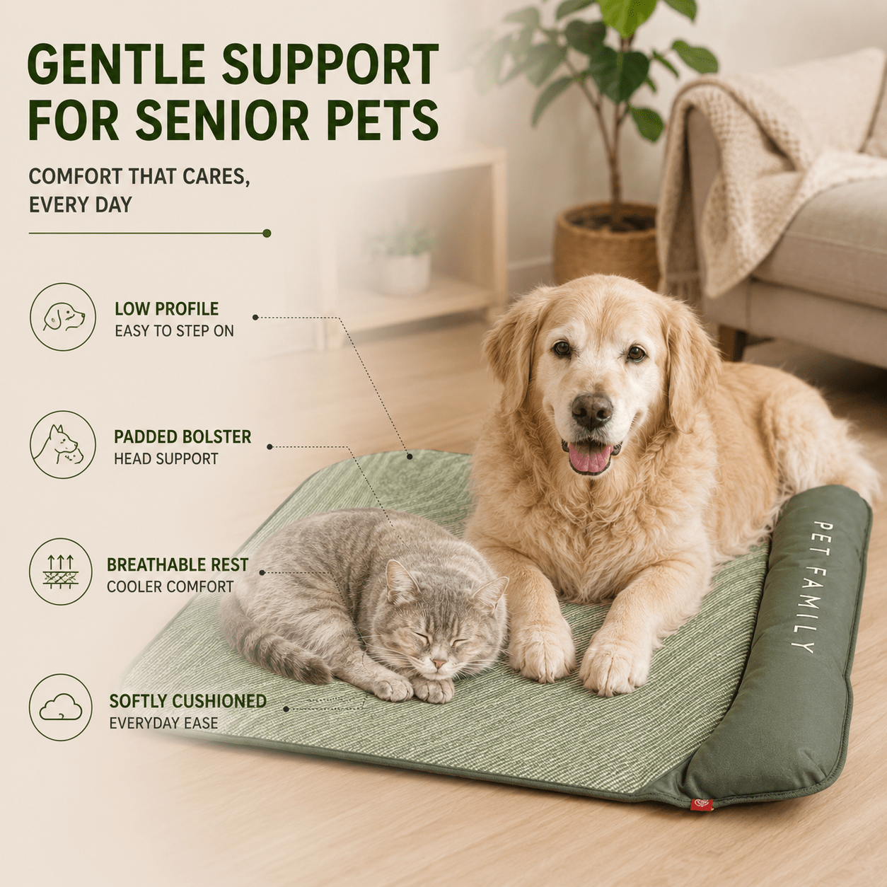 Breathable Pet Cooling Mat with Bolster — Dogs & Cats